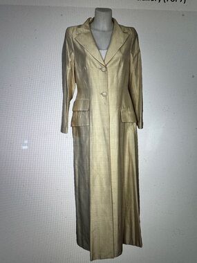 Vintage Mondi Long Cream Off White Long Opera Coat Tailored Jacket Size M (40)